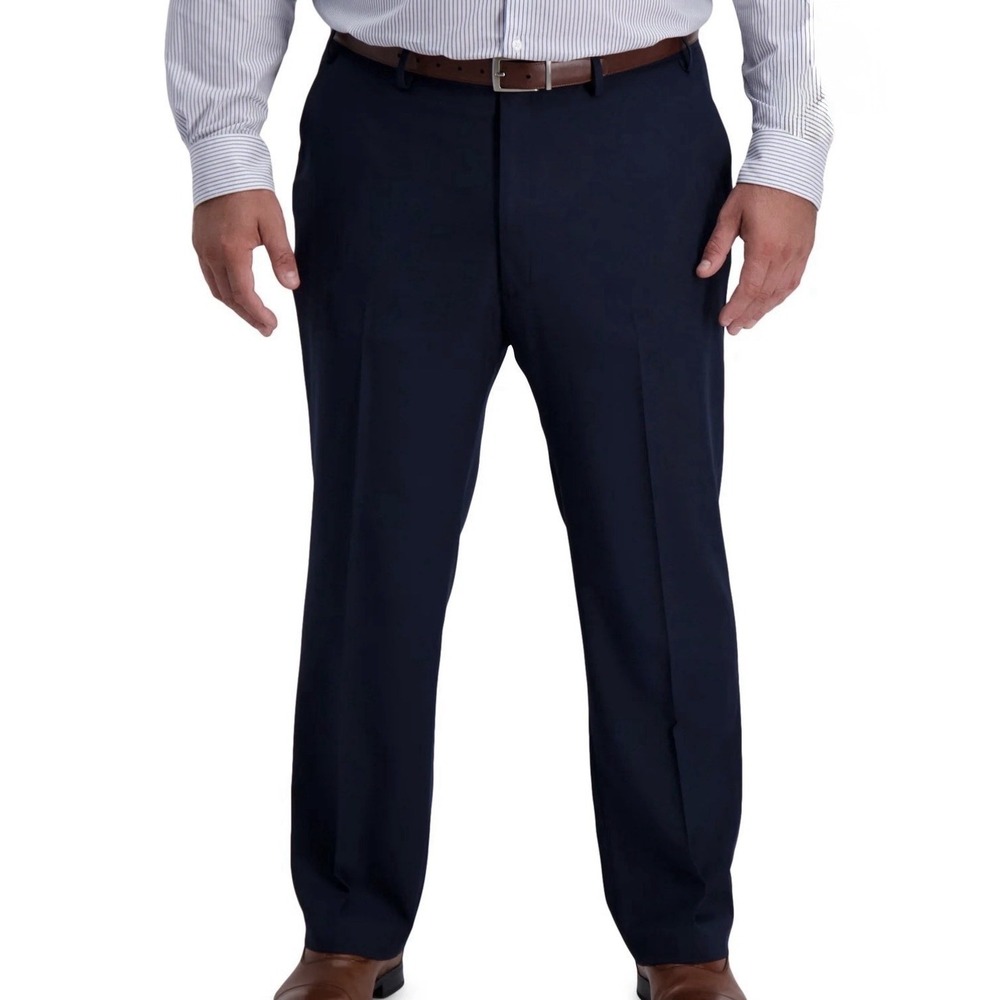 NWT Haggar Active Series Dress Pants Big & Tall 50x34 Navy Performance Straight